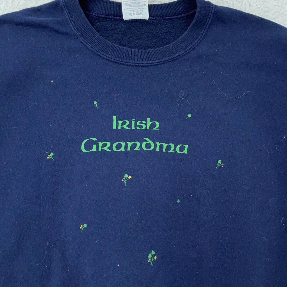 Vintage Irish Grandma Sweatshirt Womens XL Shamrock St Patricks Day Crewneck